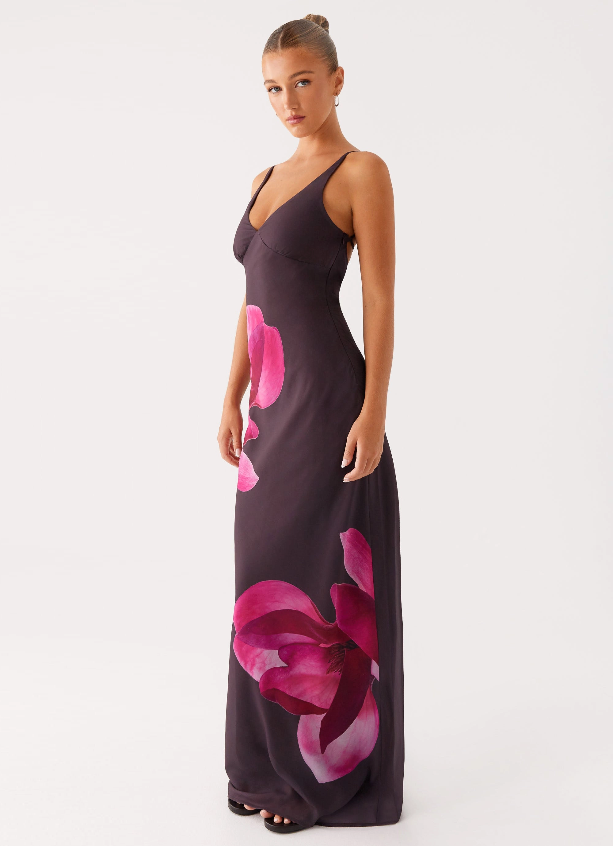 Griselda Maxi Dress - Dark Chocolate Versatile Comfort Satin Finish