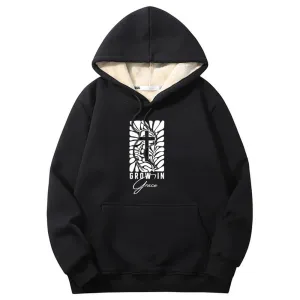 Grow In Grace Cross Crew Collar Fleece Sherpa Hoodie