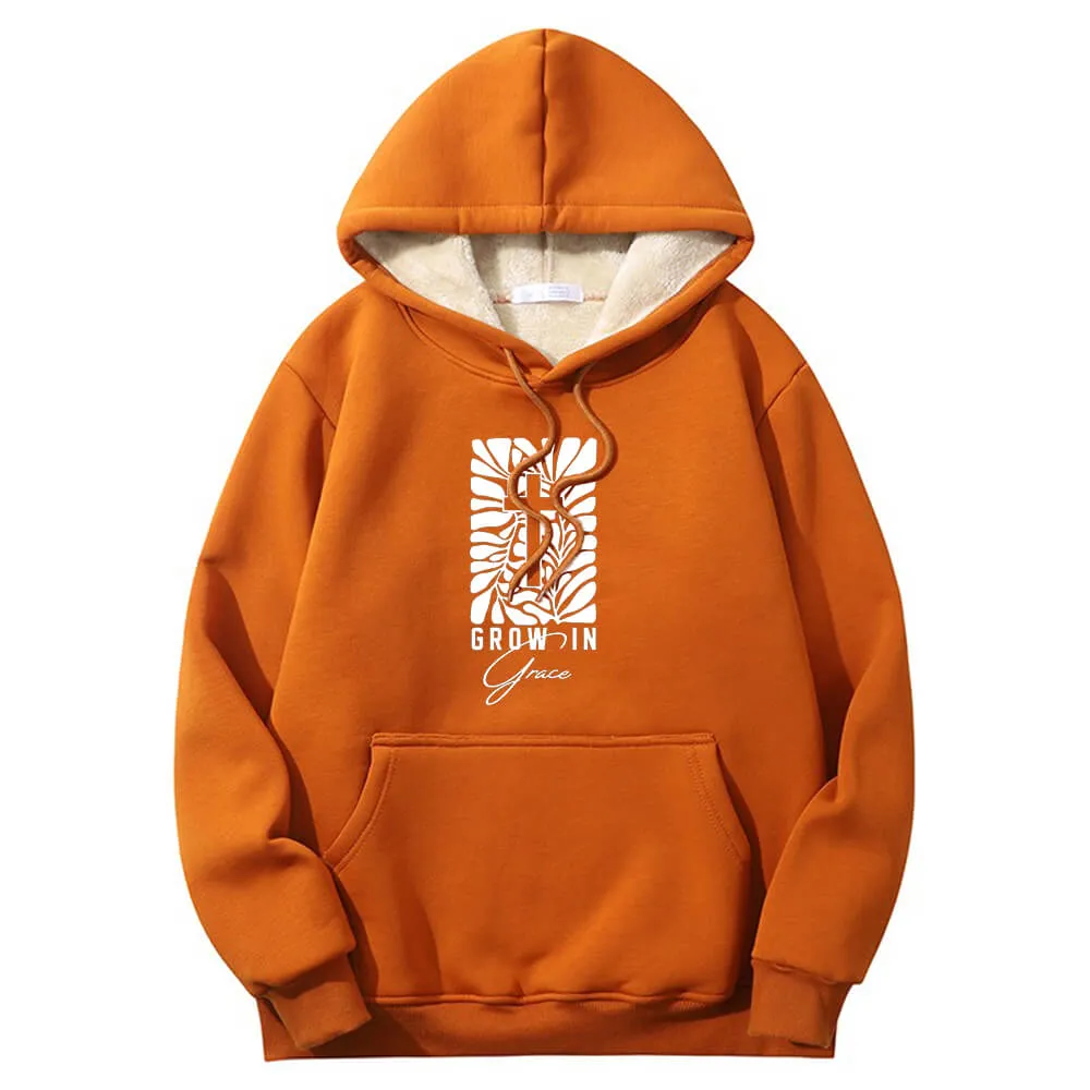 Grow In Grace Cross Crew Collar Fleece Sherpa Hoodie