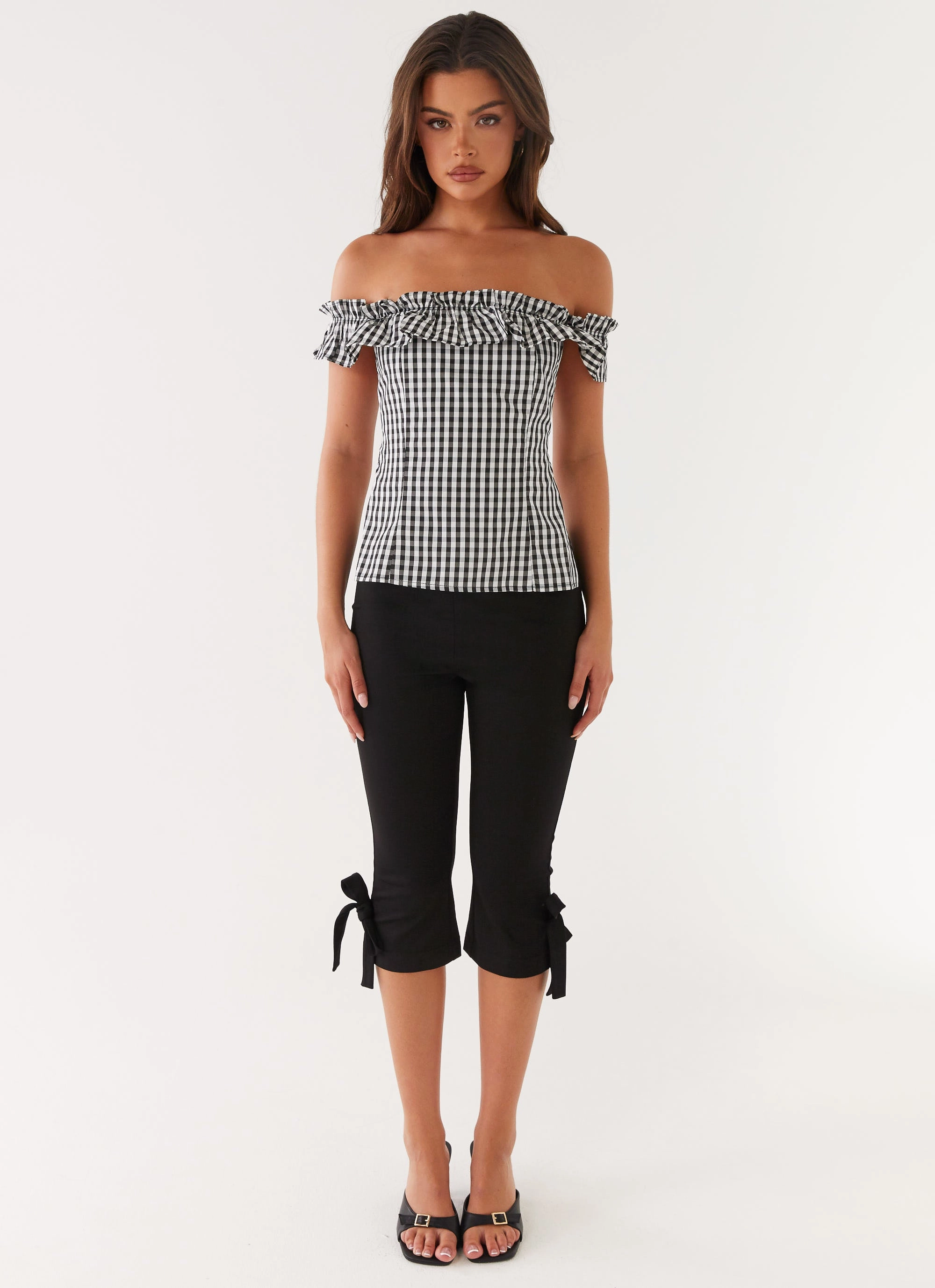 Gwyneth Top - Black Gingham UVProtection Double Stitched Hem