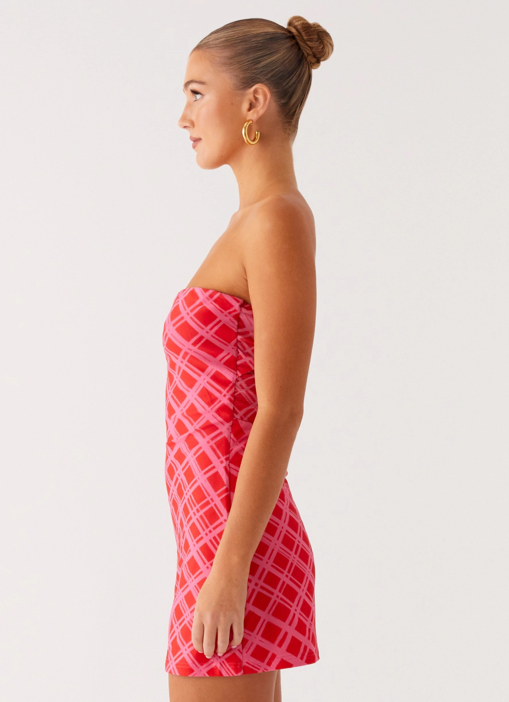 Hamilton Mini Dress - Pink Check Modern Comfort Flower Soft