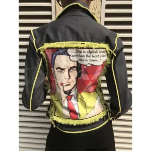 HAND FRAYED JOLLOF TRUCKER JACKET by KIKIKAMANU Inc.