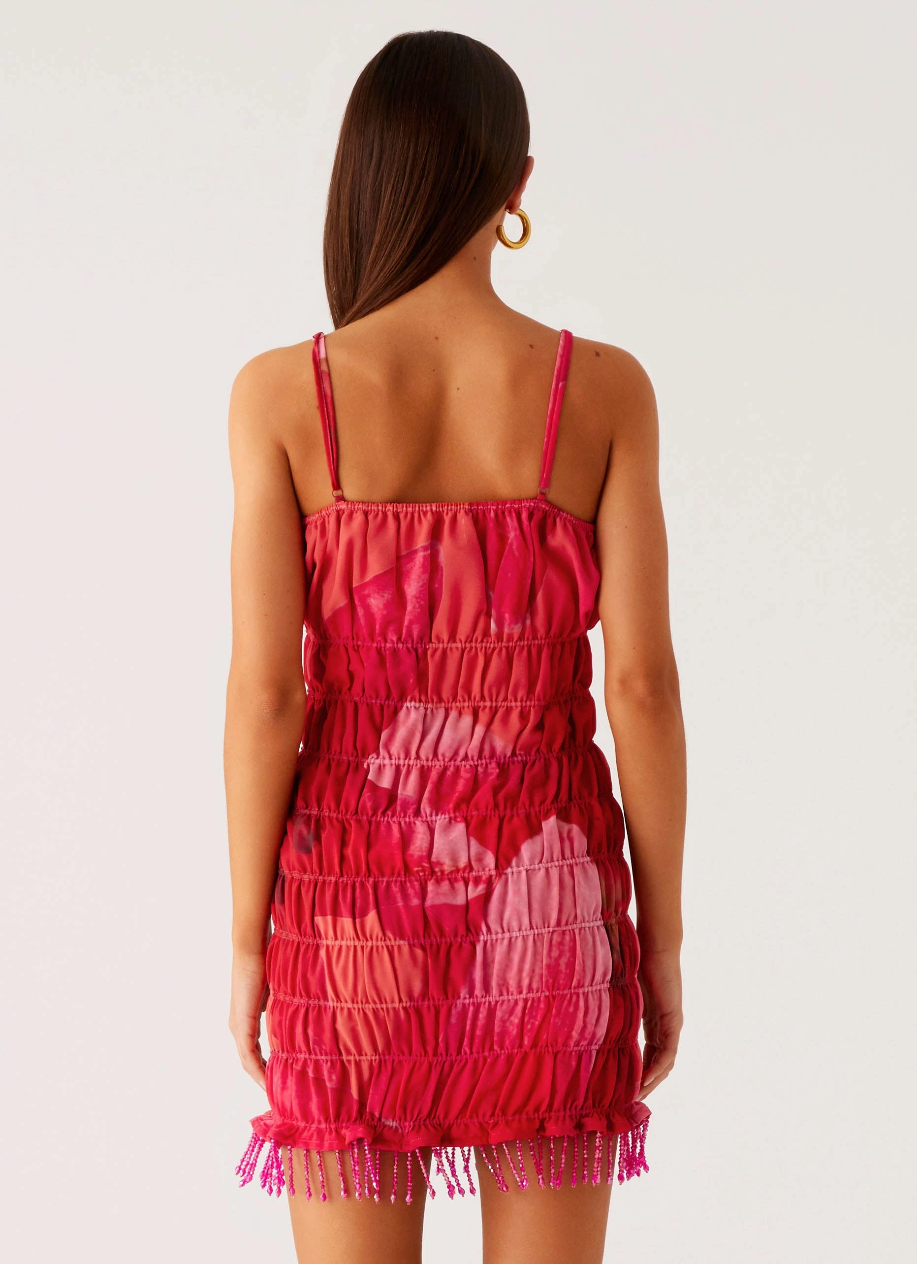 Refresh Me Chiffon Mini Dress - Peach Watermelon Flower Gentle Shine sweet moment