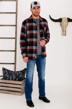 Harden Men's Plaid Flannel (Maroon/Navy/Grey)
