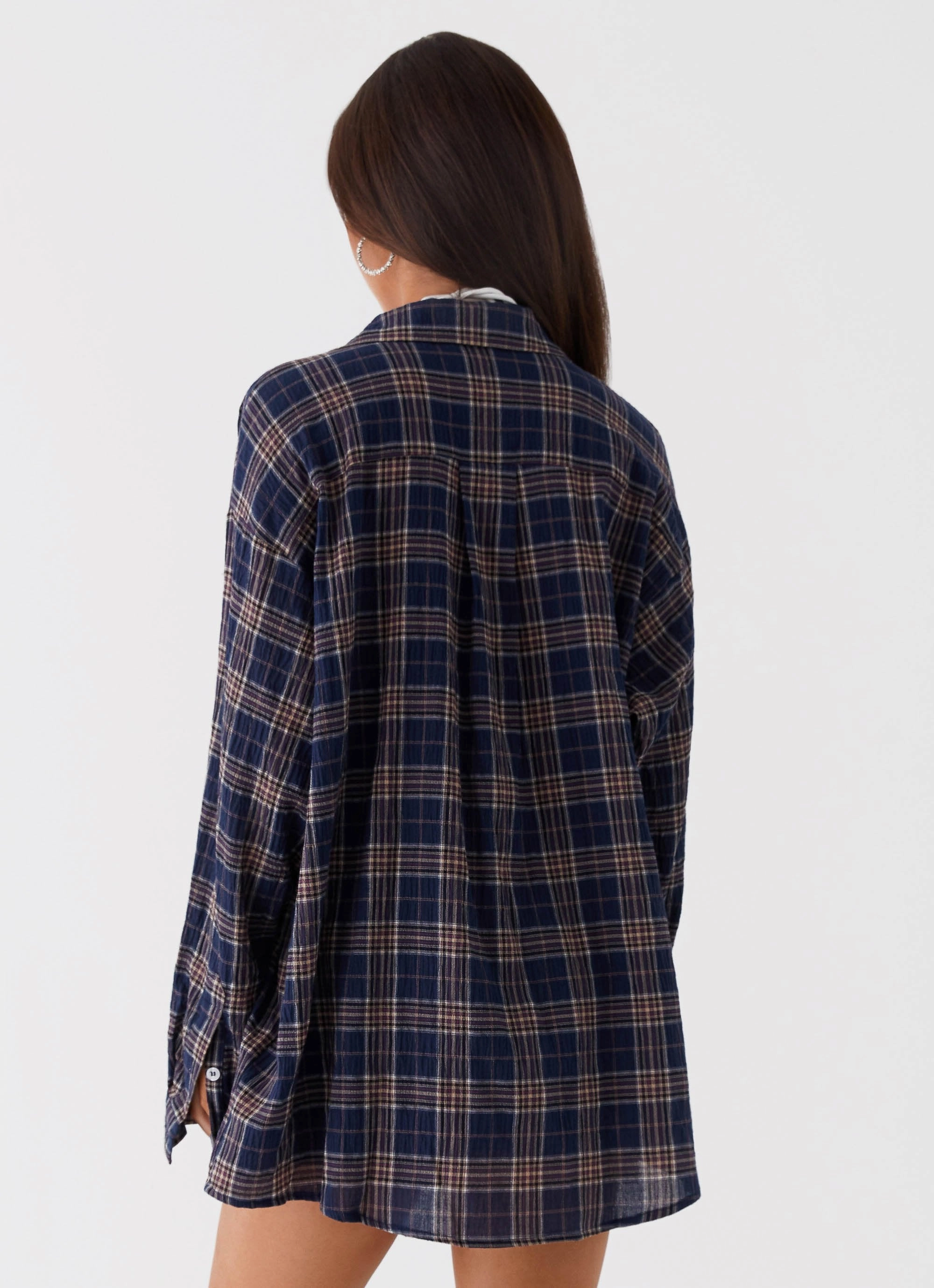 Harley Oversized Shirt - Navy Check CompressionResistant Refined Casual