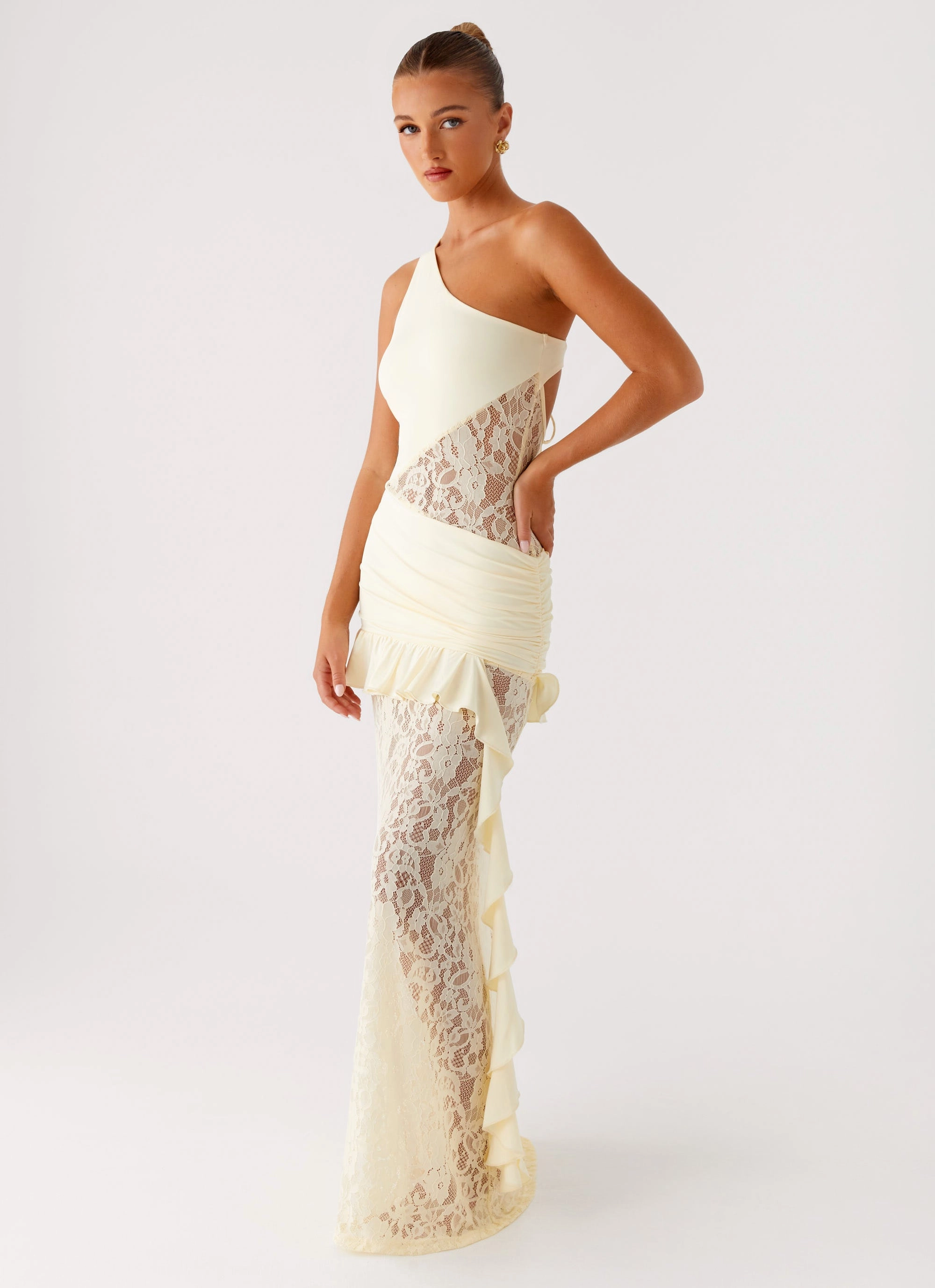 Artisanal-Detail Slit-Hem Benita Maxi Dress - Yellow