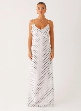 Versatile Look Harri Maxi Dress - White Polka Dot