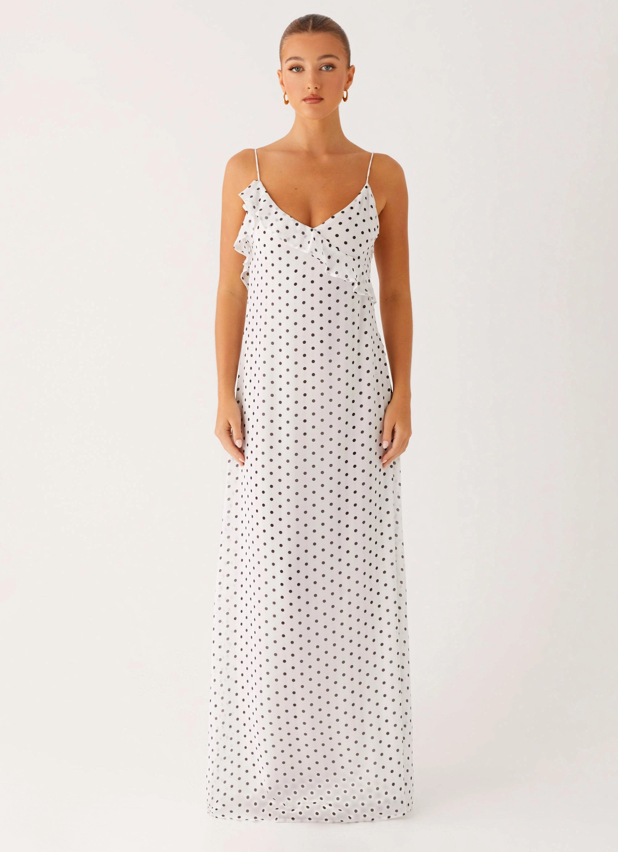Versatile Look Harri Maxi Dress - White Polka Dot