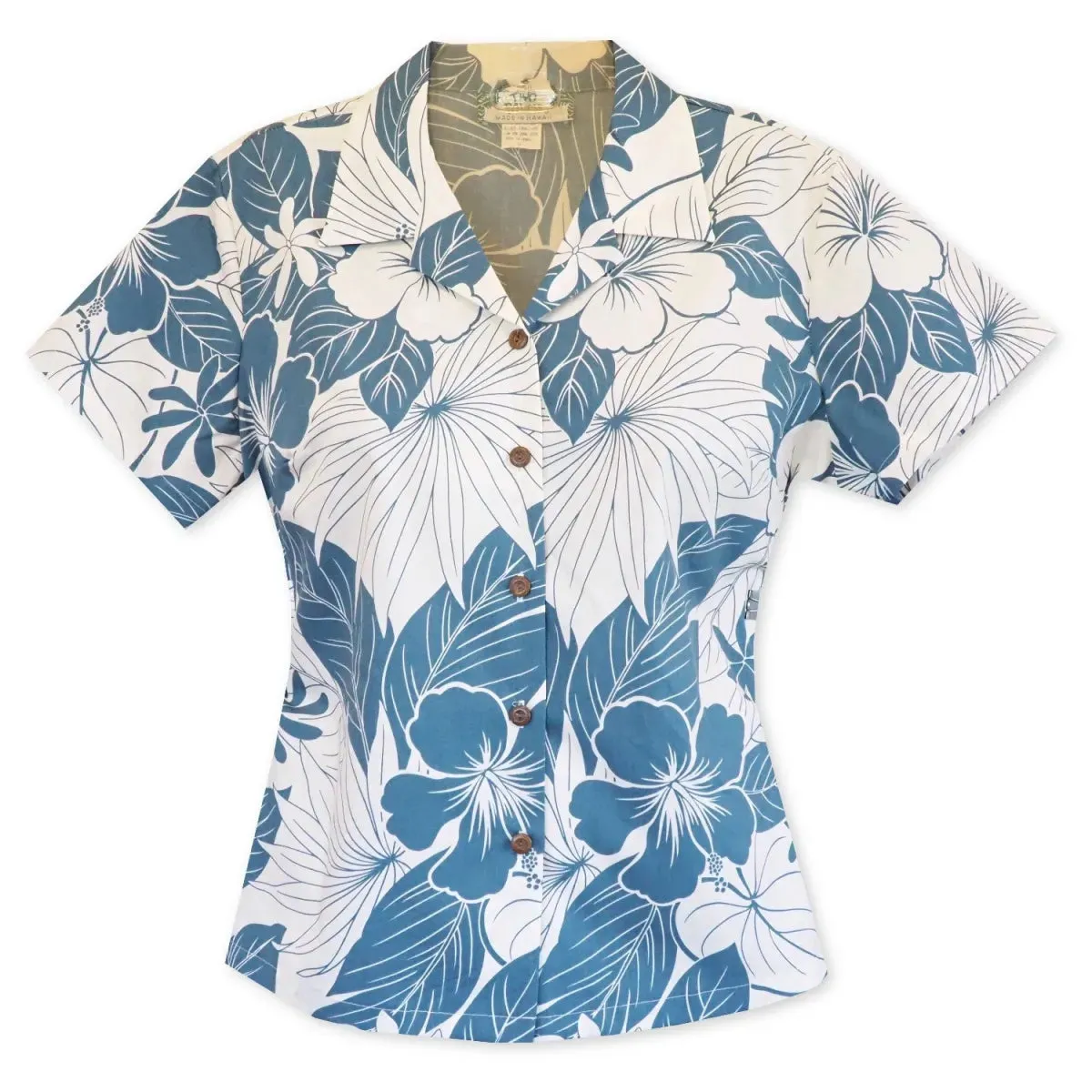 haven blue hawaiian lady blouse