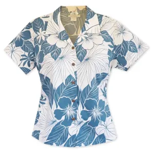 haven blue hawaiian lady blouse
