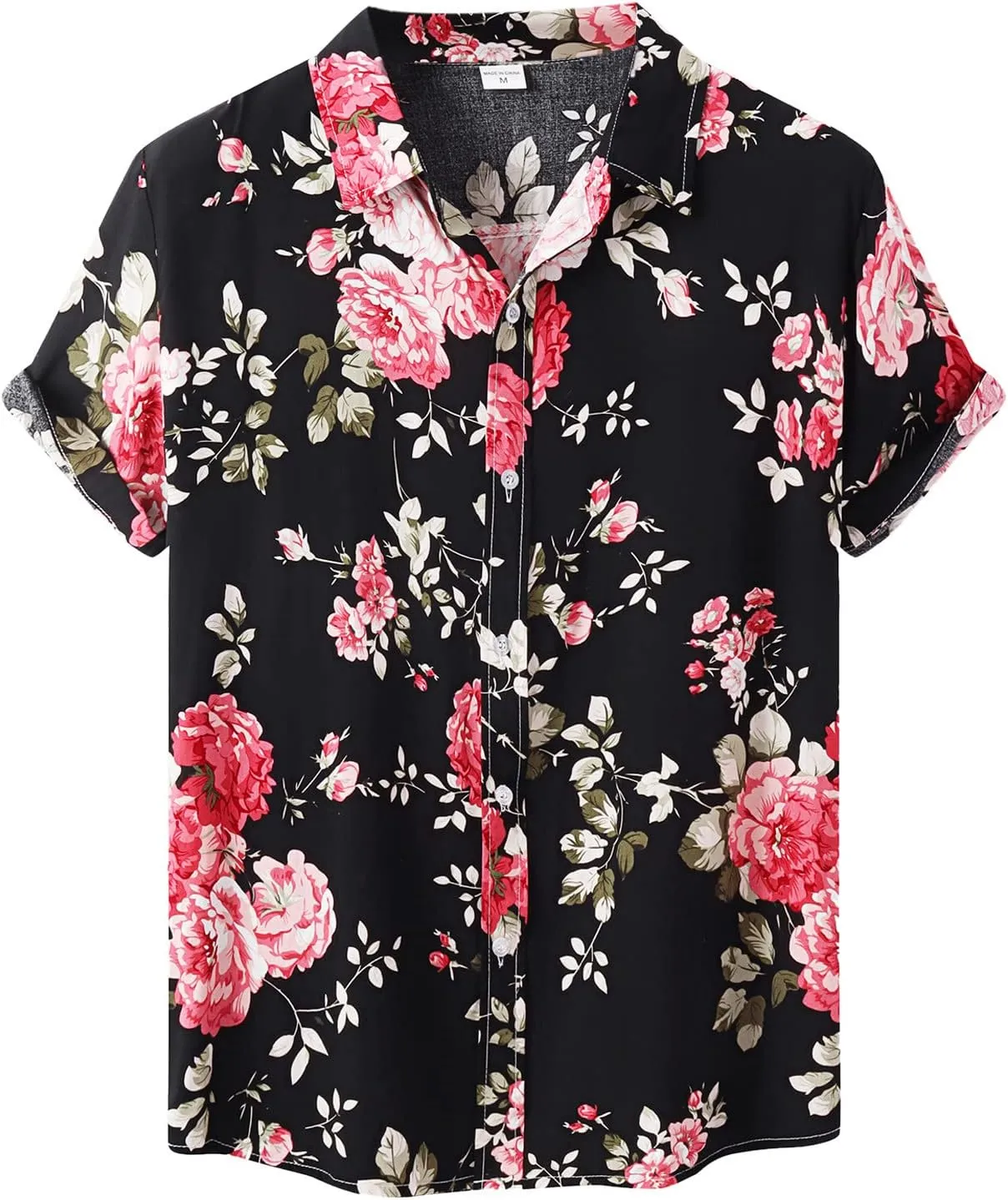 Hawaiian Shirts for Men Printed Flower Casual Button Down Short Sleeve Beach Party Holiday Tops
