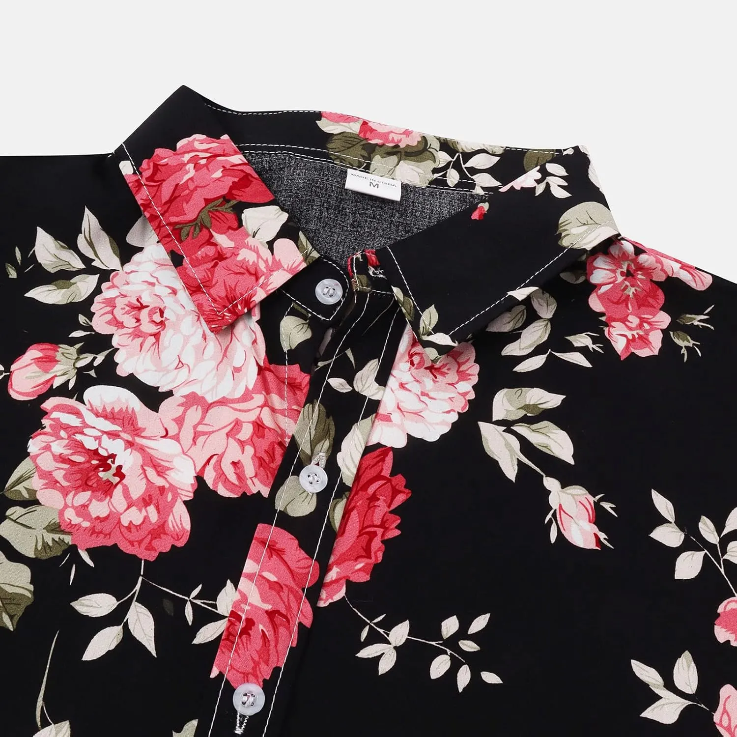 Hawaiian Shirts for Men Printed Flower Casual Button Down Short Sleeve Beach Party Holiday Tops