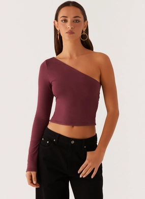MultiPurposeUtility Hawkins Open Back One Shoulder Top - Mulberry
