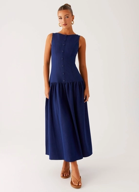 Work or Casual Hayes Denim Midi Dress - Indigo
