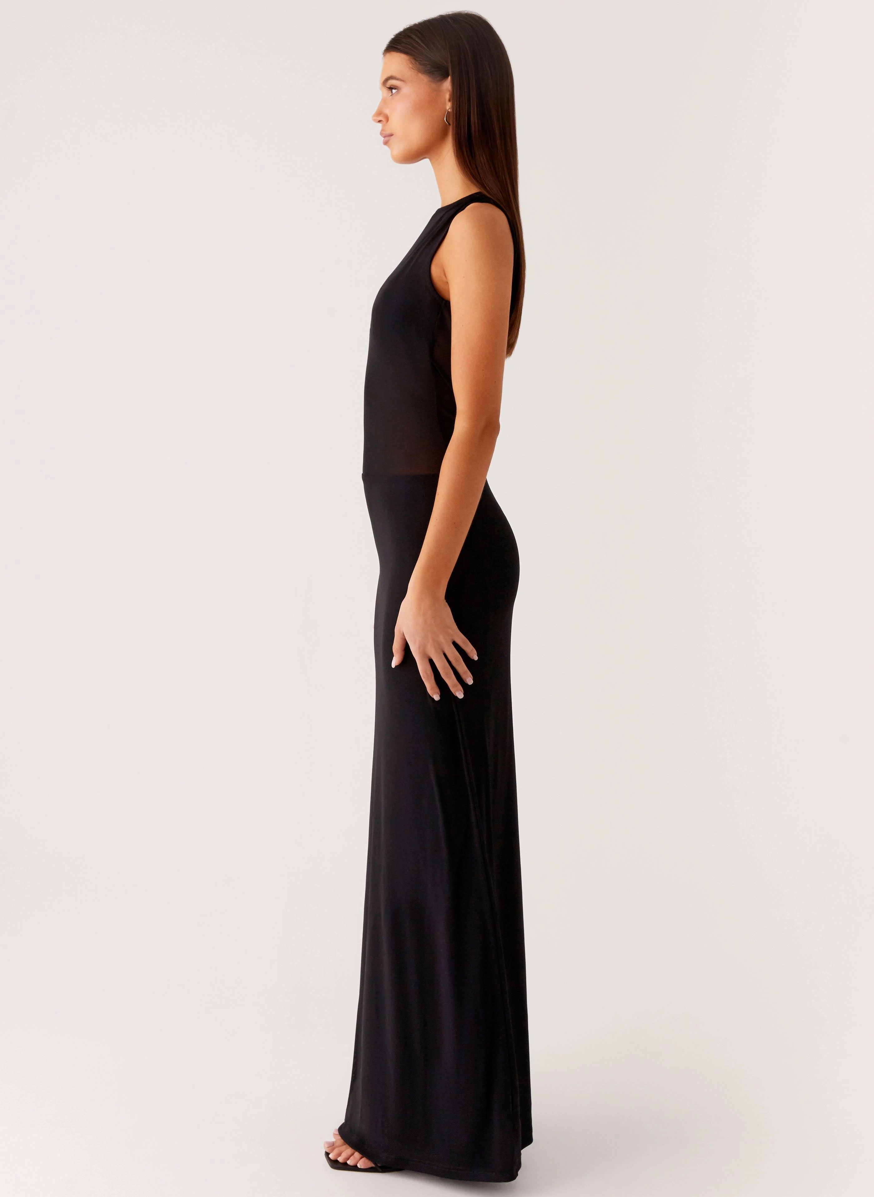 Lyria Mesh Maxi Dress - Black Light Wear Calm Texture