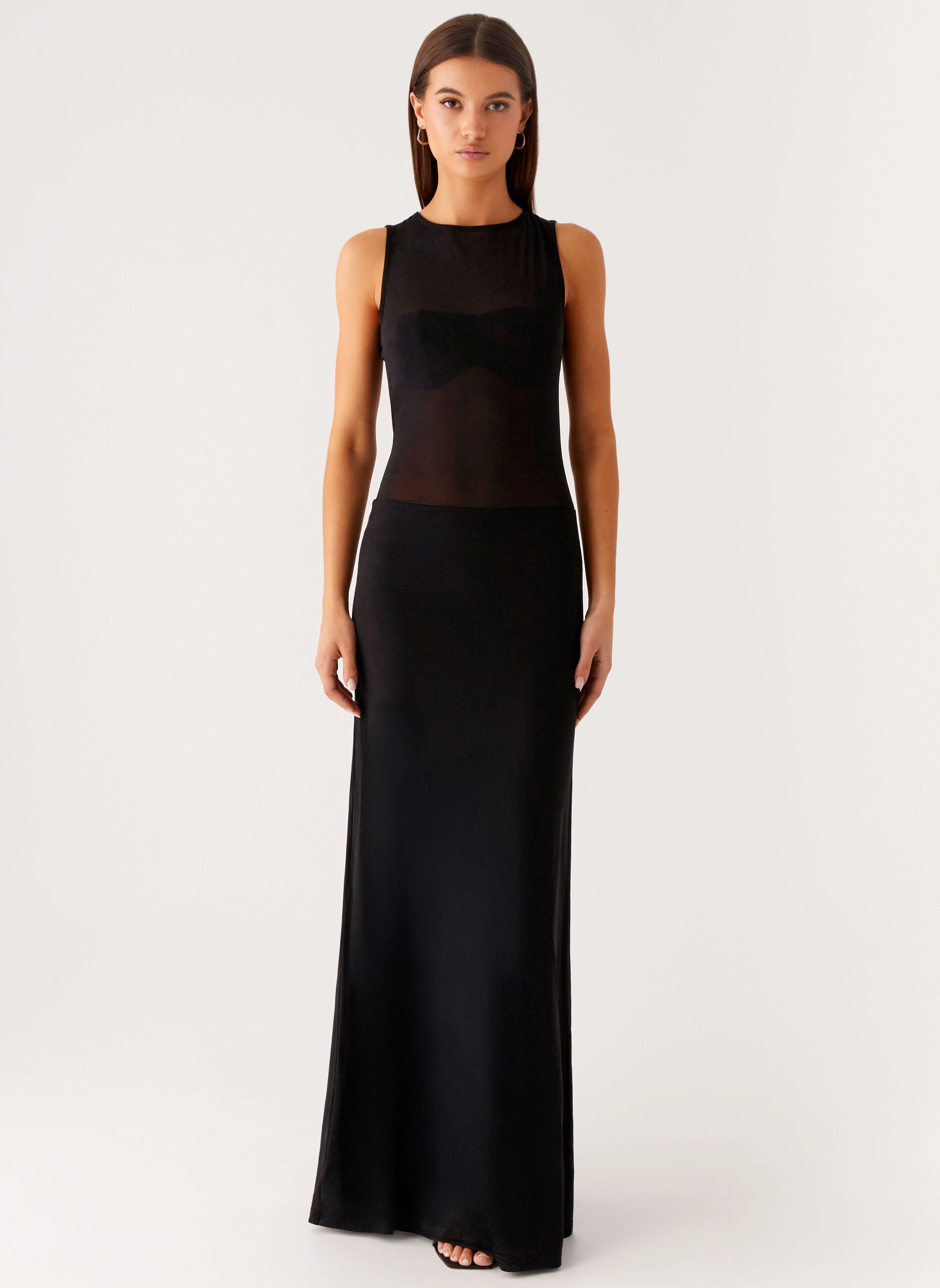 Lyria Mesh Maxi Dress - Black Festival-Ready