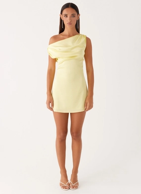 Heart Of Glass Satin Mini Dress - Yellow Upgrade-Option