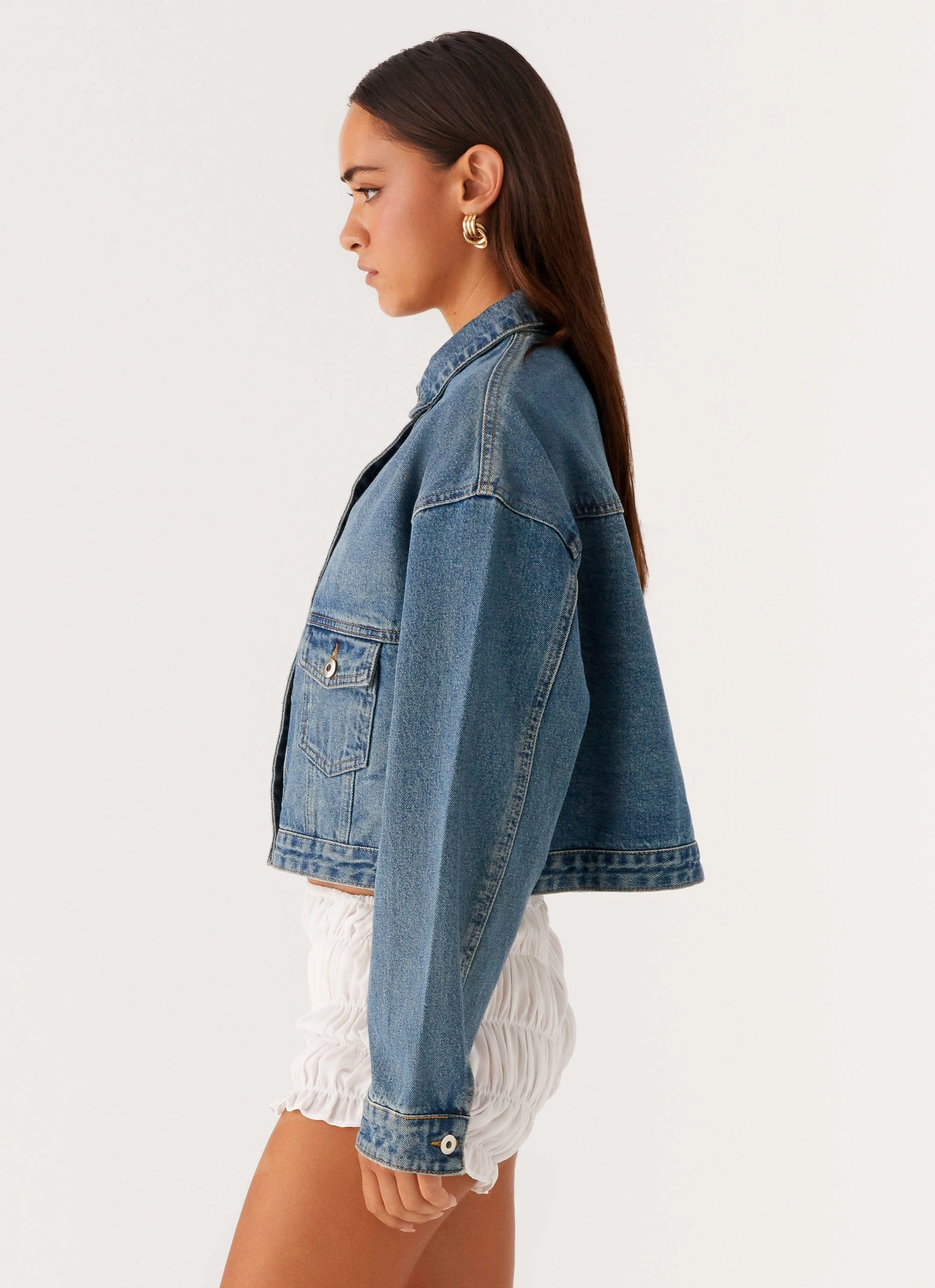 Kristy Oversized Denim Jacket - Blue Heat Reflective Layer
