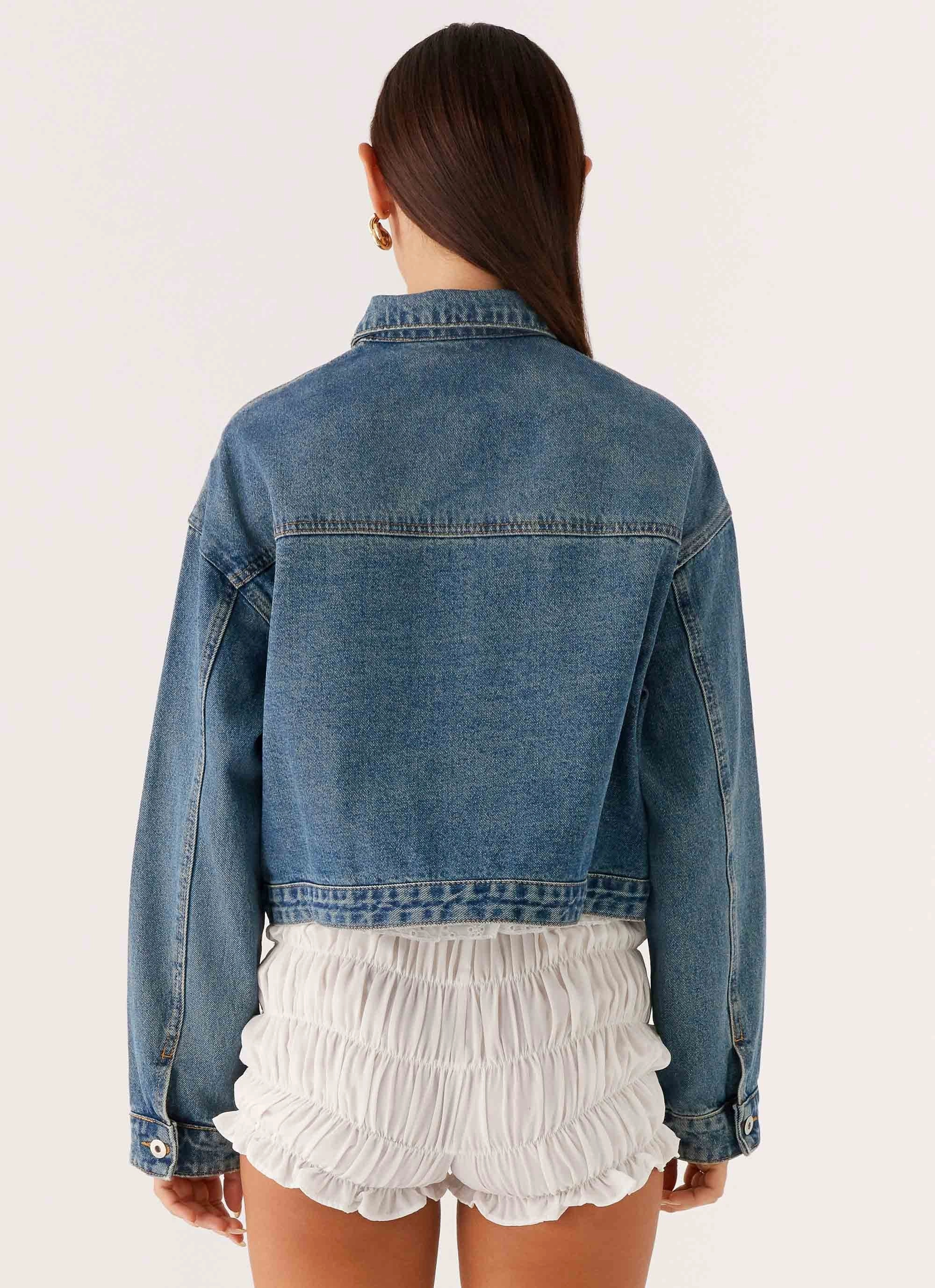 Kristy Oversized Denim Jacket - Blue Impact Absorbing Back Panels