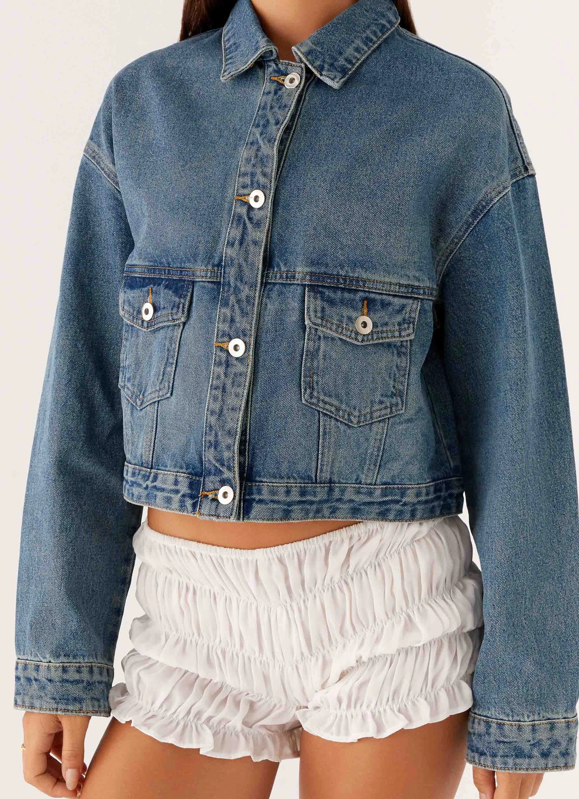 Softshell Construction Kristy Oversized Denim Jacket - Blue