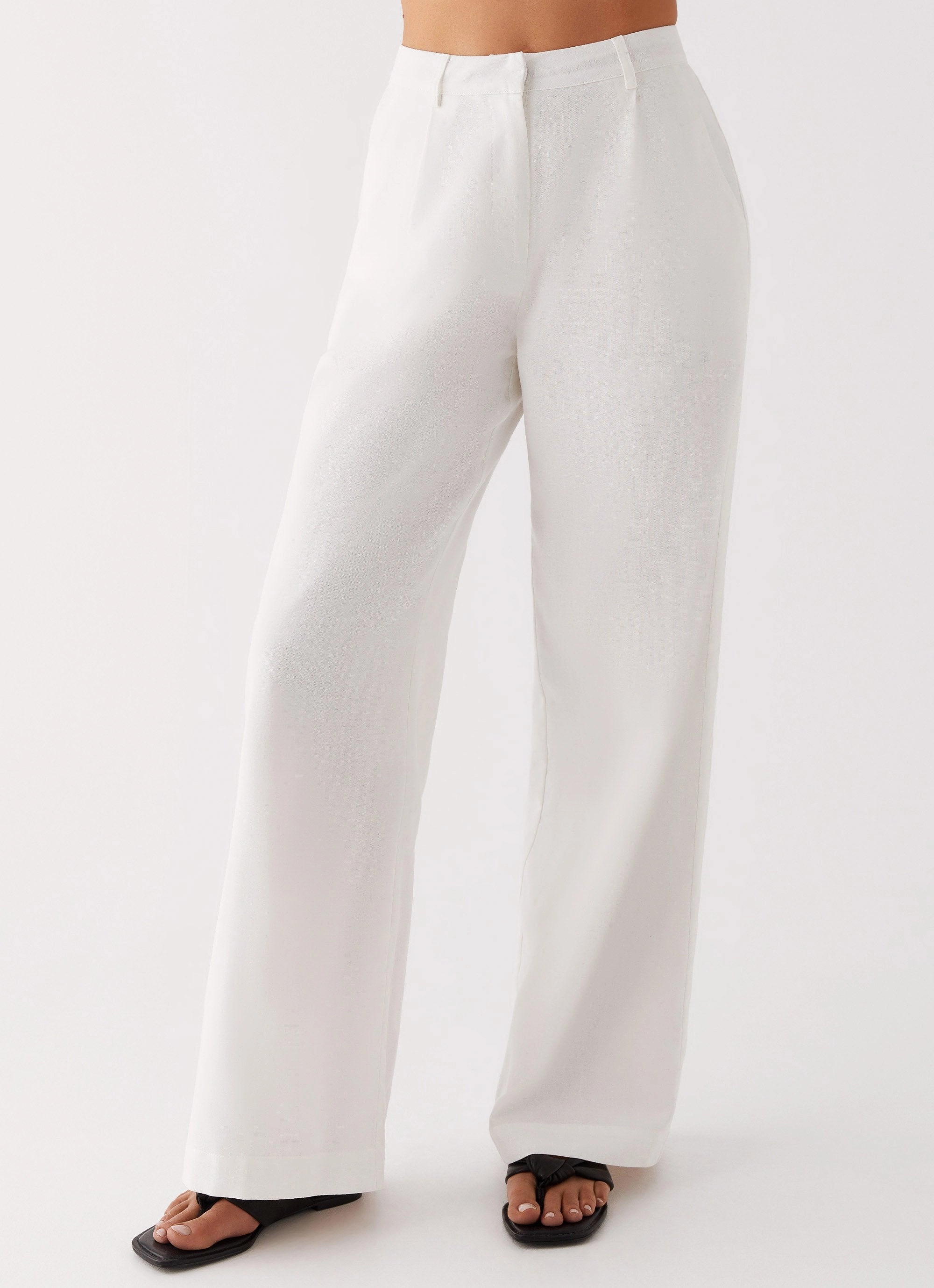 Heatwave Linen Wide Leg Pants - White Tough Flex