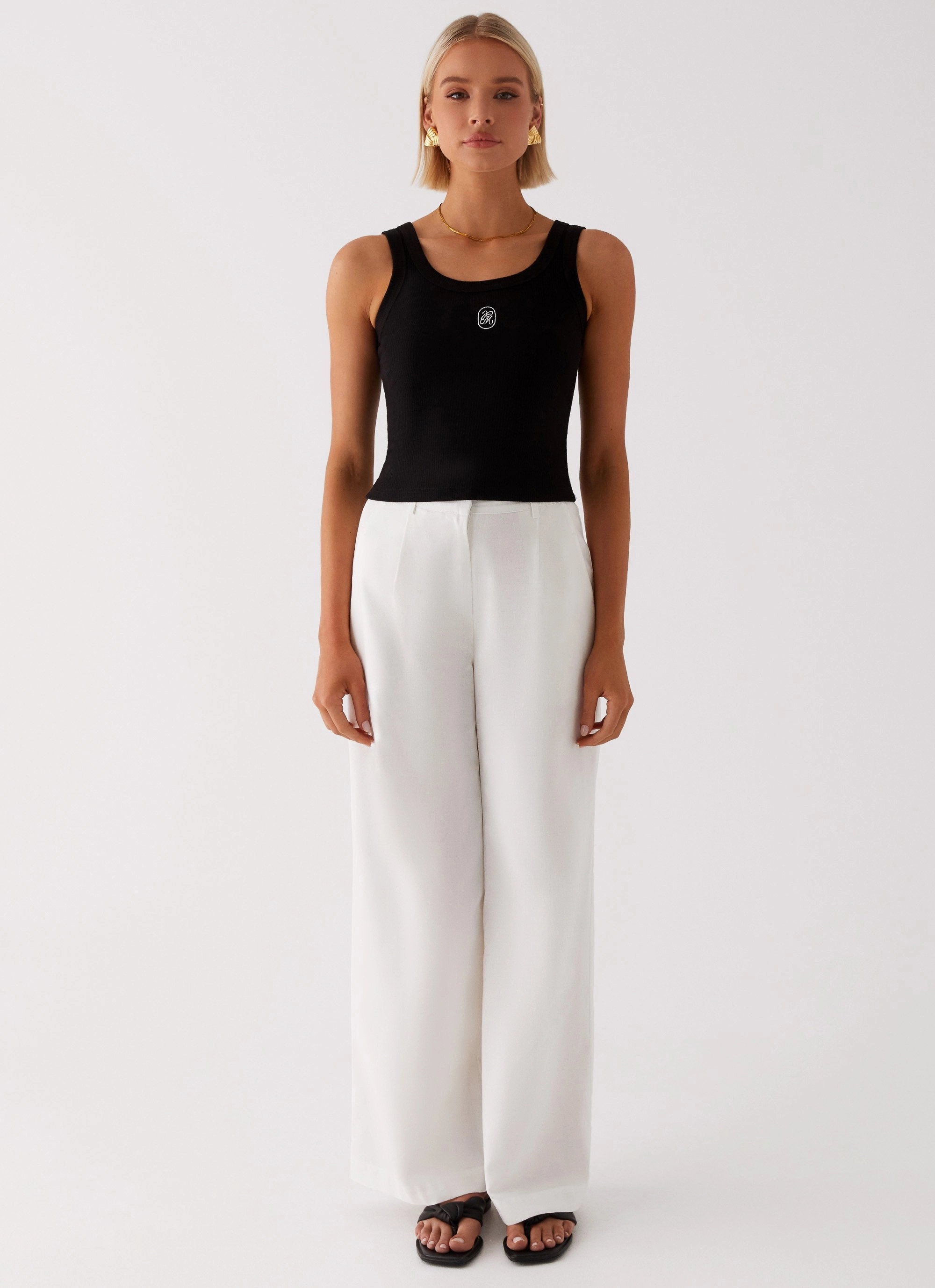 Heatwave Linen Wide Leg Pants - White wrinkle free Laser Cut Perforations