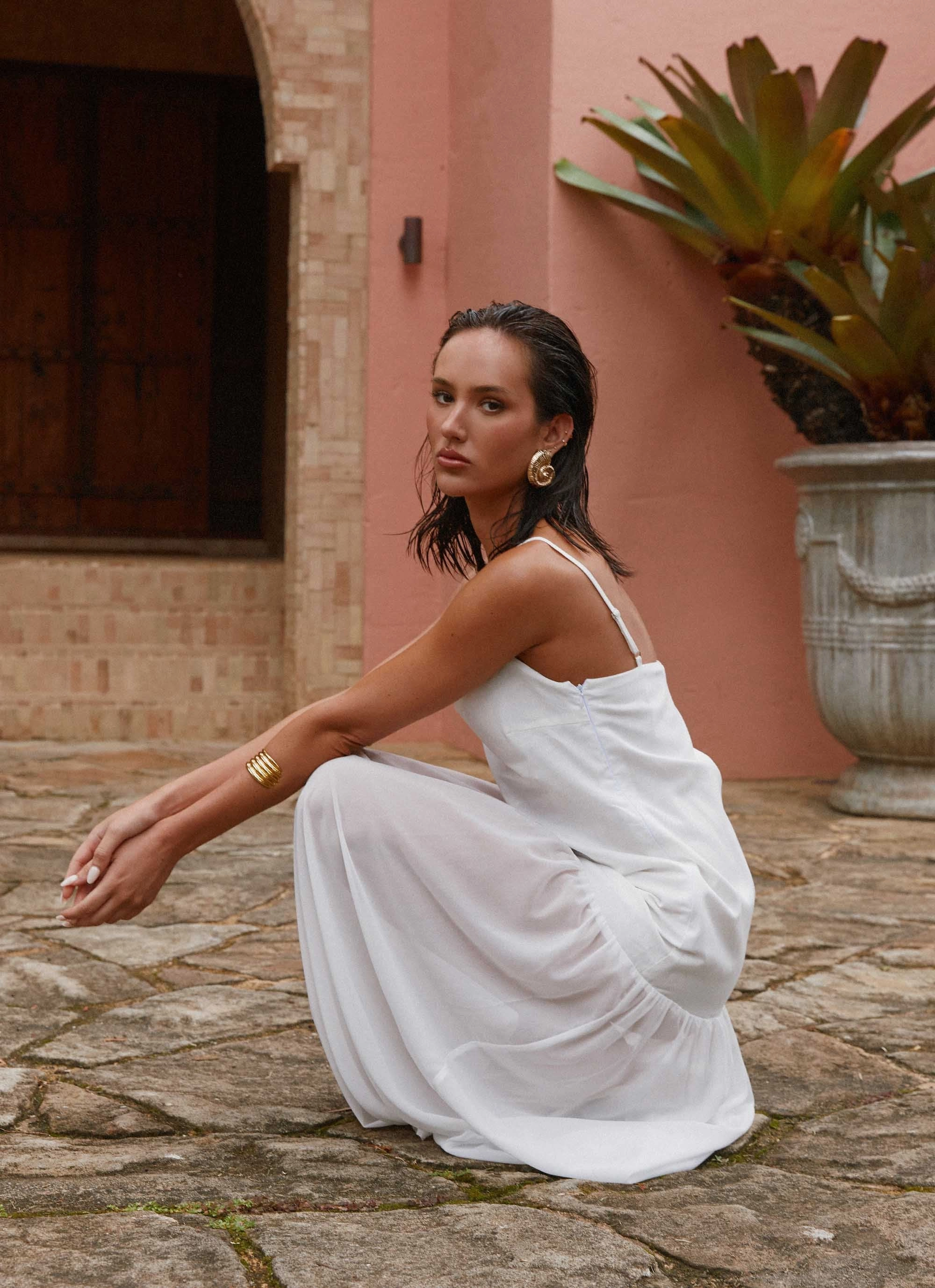 Fashionable Touch Heavenly Linen Maxi Dress - White