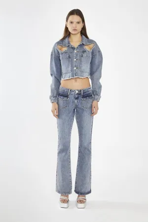 Heavy-Vintage Wash Flared -Jeans