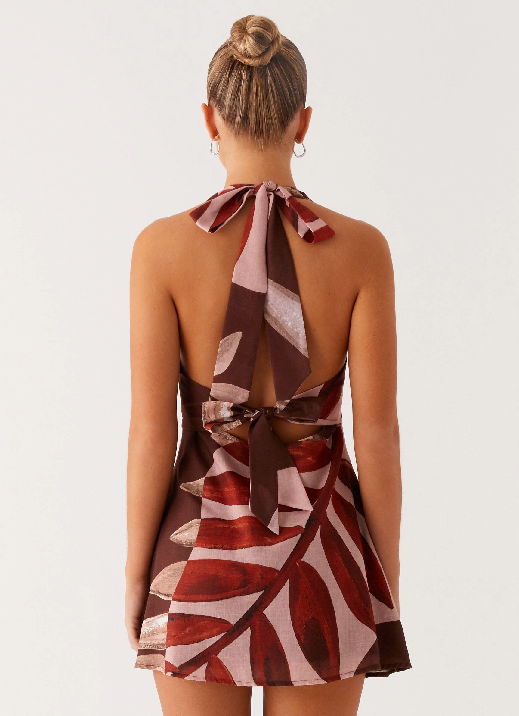 Cotton-Blend Heavy Hearted Linen Mini Dress - Cinnamon Palm