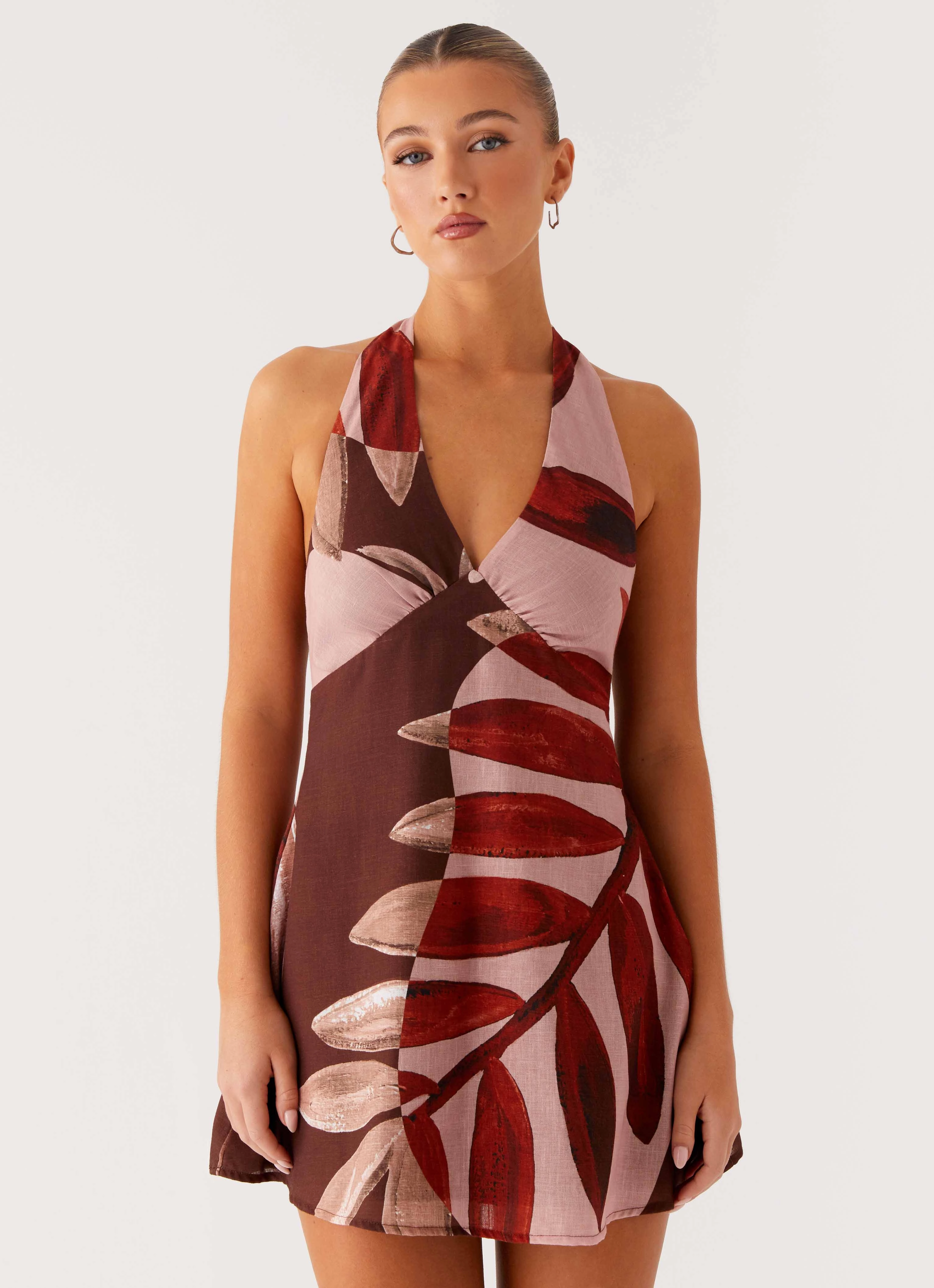 Heavy Hearted Linen Mini Dress - Cinnamon Palm Body Safe Soft Shine