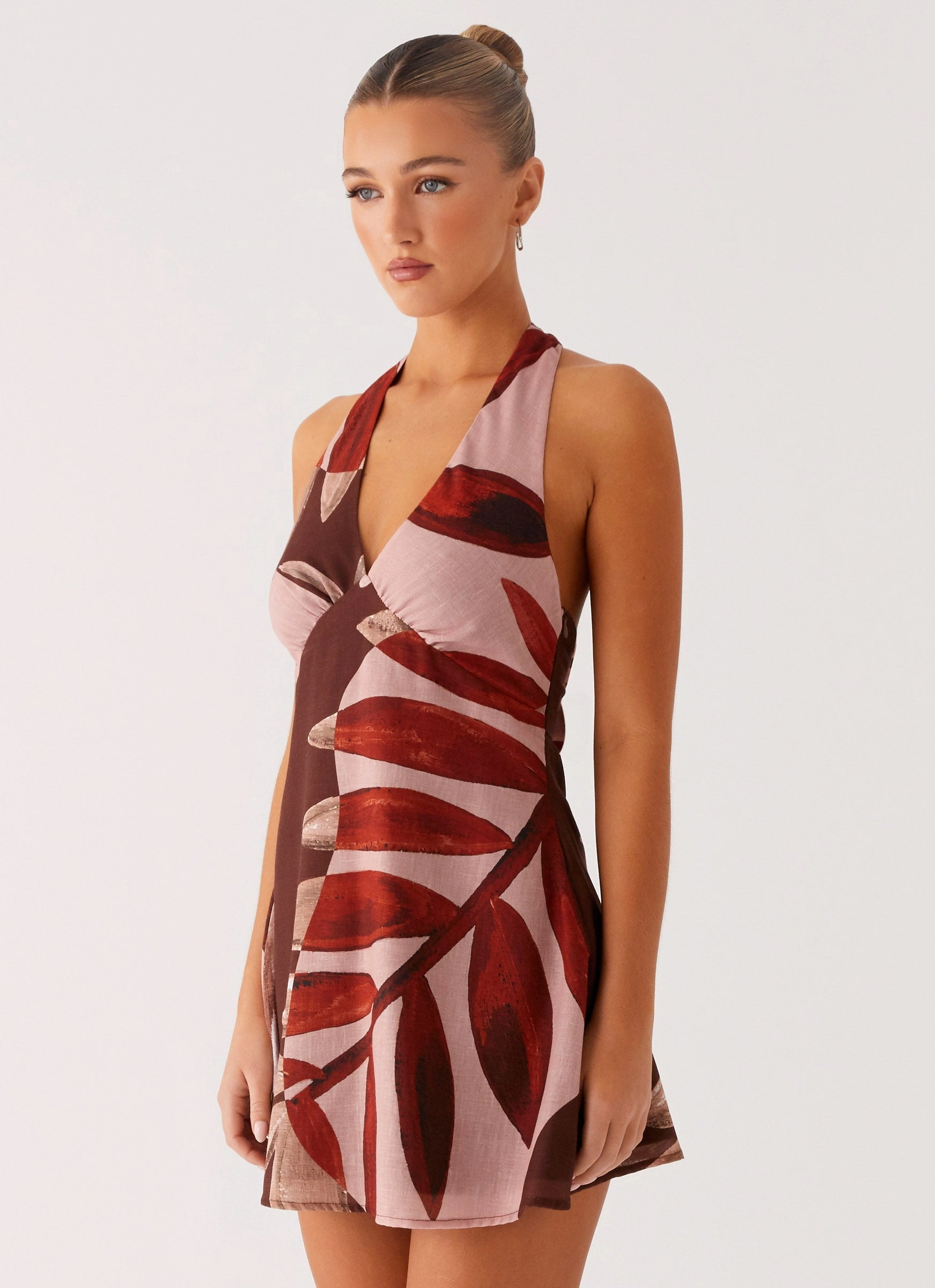 Heavy Hearted Linen Mini Dress - Cinnamon Palm Style Base Comfortable Layer