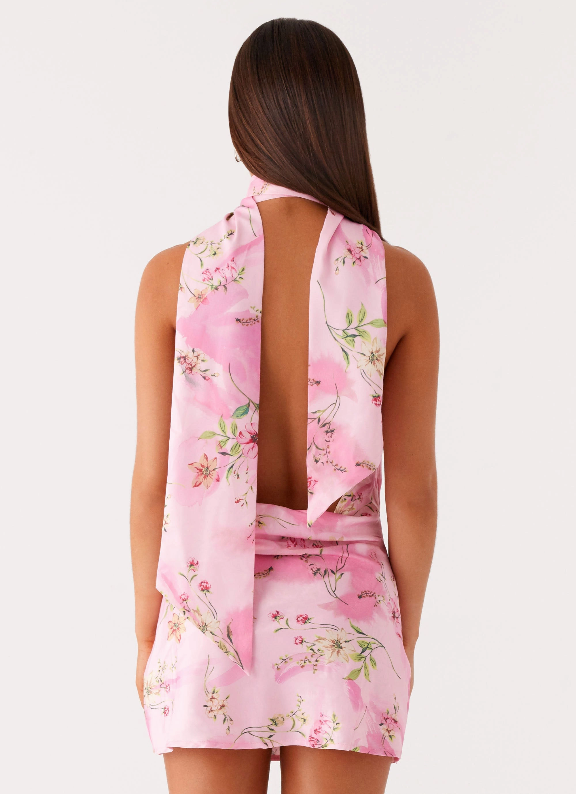 Heidi Mini Dress - Pink Floral Linen Soft Relaxed Layer