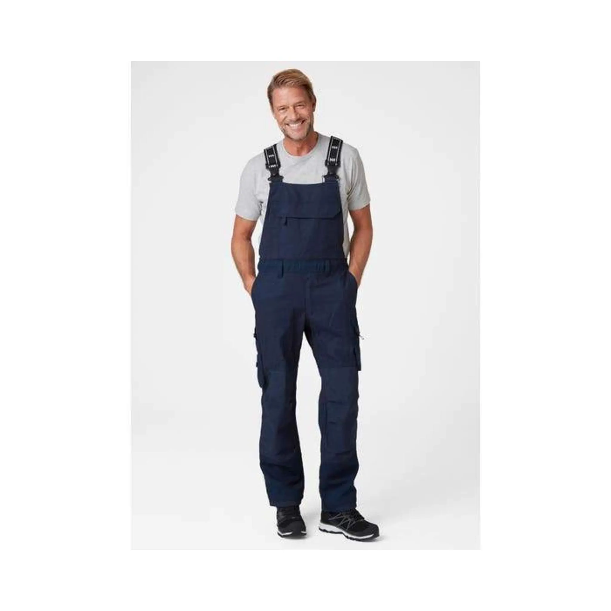 Helly Hansen Men's Bib Work Pants 77561 – 4-Way Stretch, Elastic Suspenders, Reinforced Knees, Bottom Hem, Durable Construction Pants | Sizes 30-44