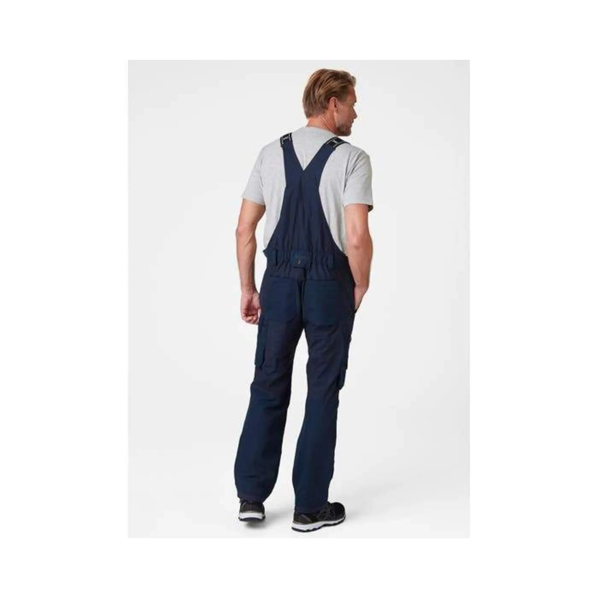 Helly Hansen Men's Bib Work Pants 77561 – 4-Way Stretch, Elastic Suspenders, Reinforced Knees, Bottom Hem, Durable Construction Pants | Sizes 30-44