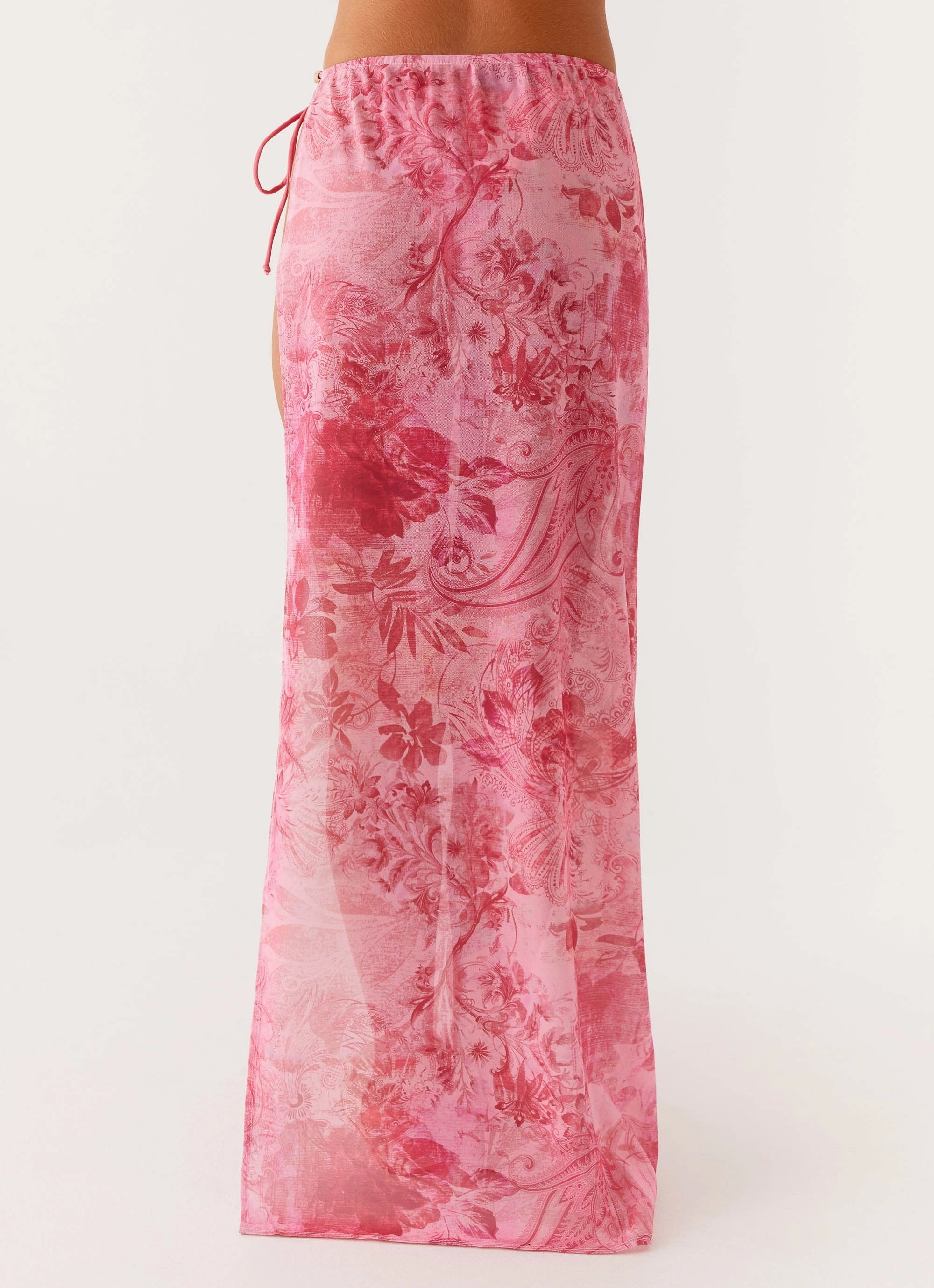 Here For It Beaded Maxi Skirt - Pink Print mix and match Layered Look