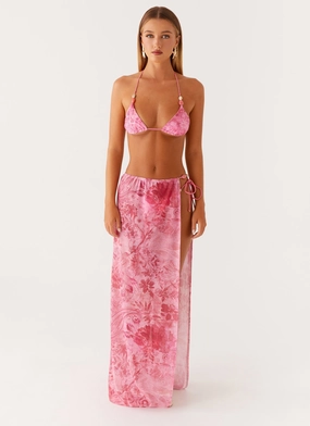 Here For It Beaded Maxi Skirt - Pink Print Eco Friendly