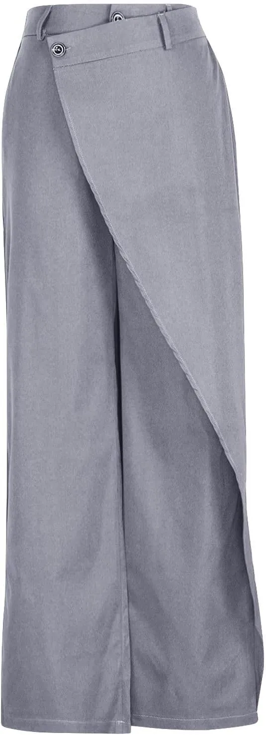 HGps8w Asymmetrical Dress Pants for Women High Waisted Chic Irregular Tailored Design Business Casual Long Work Trousers