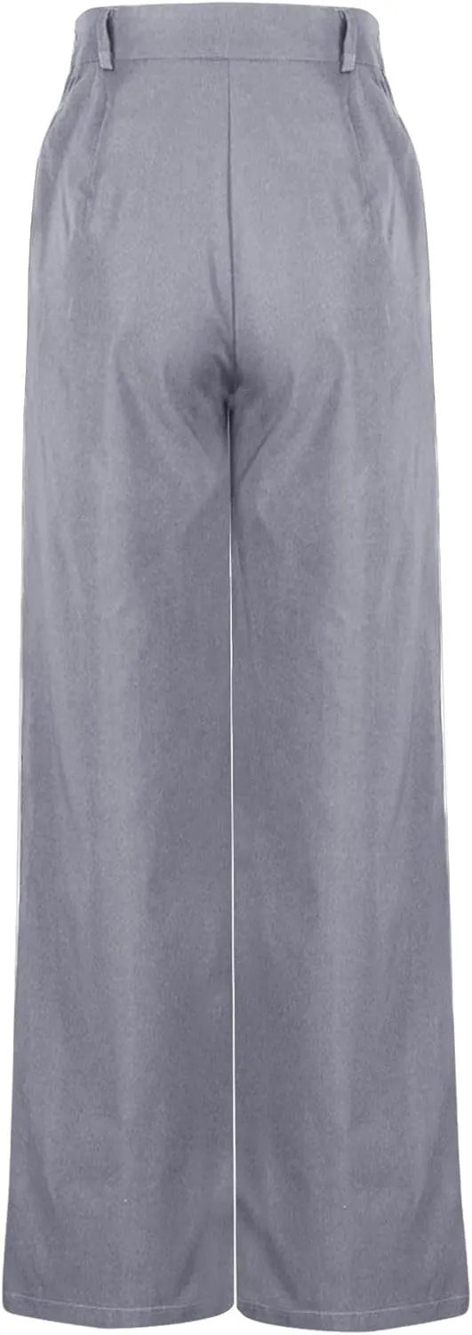 HGps8w Asymmetrical Dress Pants for Women High Waisted Chic Irregular Tailored Design Business Casual Long Work Trousers