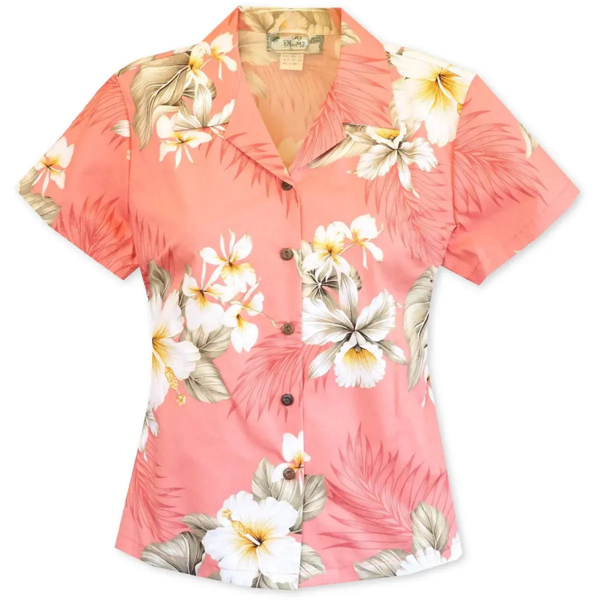 hibiscus joy pink hawaiian lady blouse