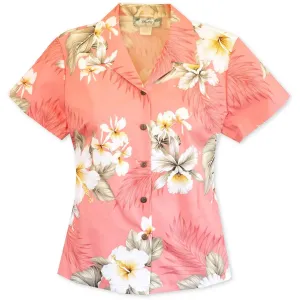 hibiscus joy pink hawaiian lady blouse