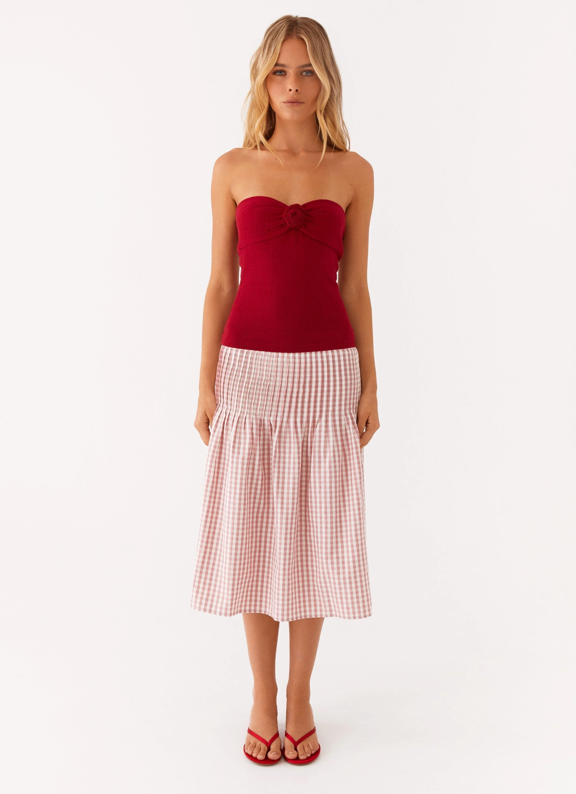 ConvertibleCollarSystem SweatAbsorbent Hidden Hills Knit Rose Top - Maroon