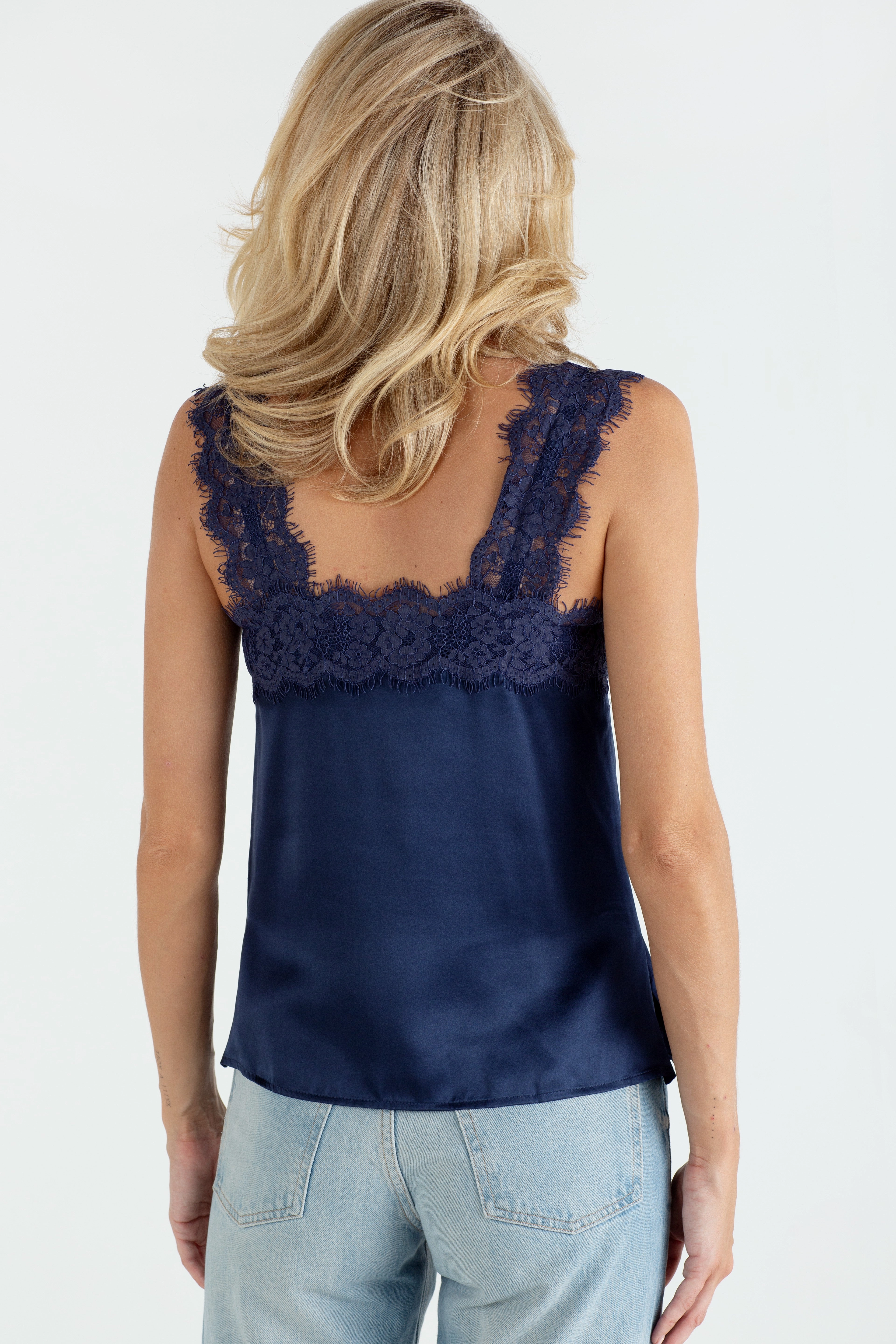 "The Becky" - Silk Cami (Bra Friendly Navy) Fresh Form