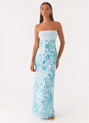 Prism Beaded Maxi Dress - Blue Scoop-Neck