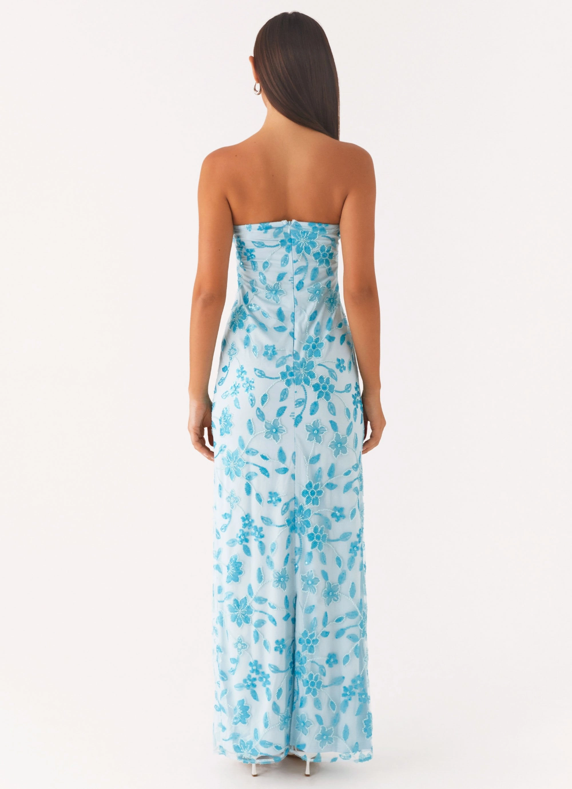 Prism Beaded Maxi Dress - Blue Chill Lines