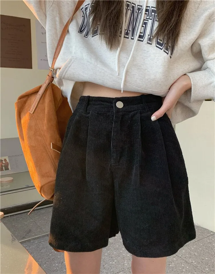 High Waist Casual Corduroy Shorts Pants
