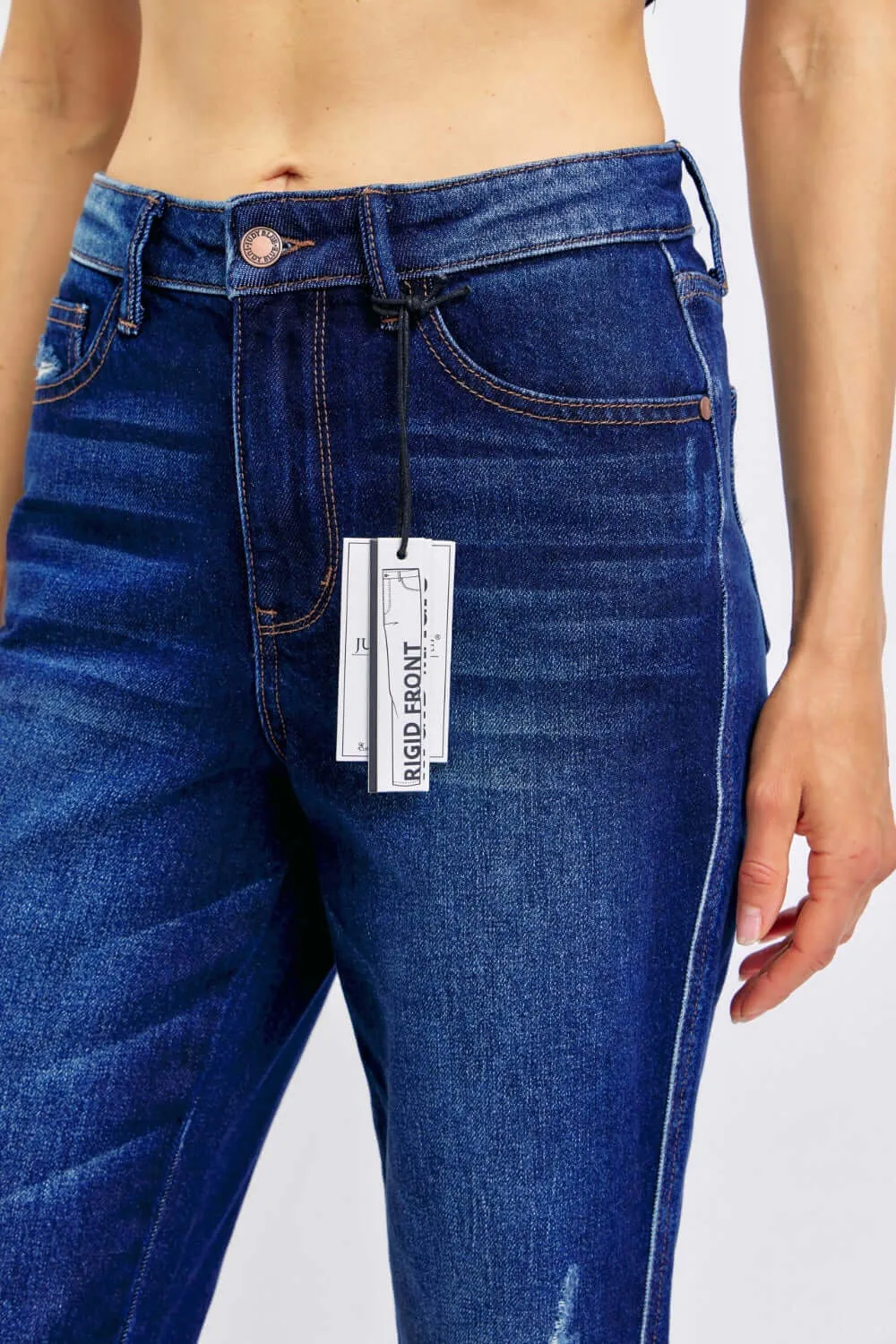 High Waist Rigid Magic Heavy Destroy Straight Jeans