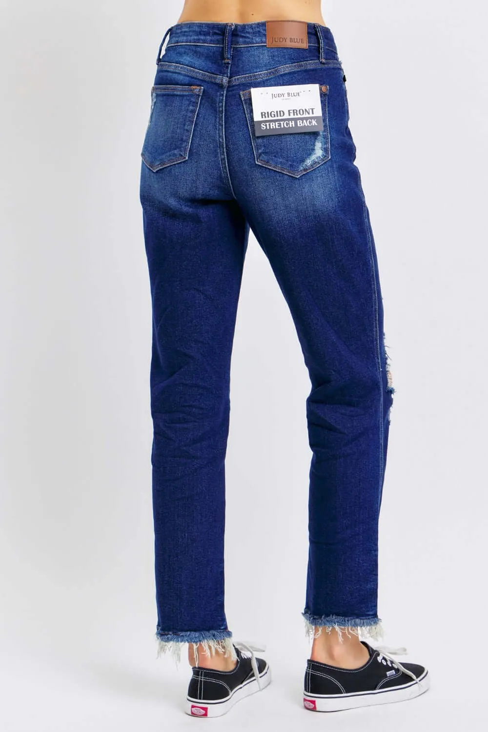 High Waist Rigid Magic Heavy Destroy Straight Jeans