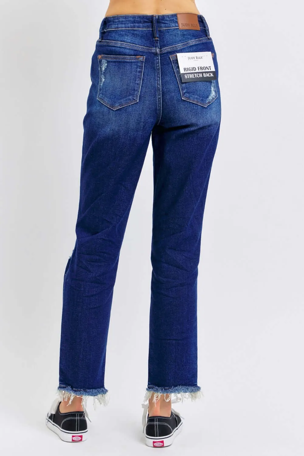 High Waist Rigid Magic Heavy Destroy Straight Jeans