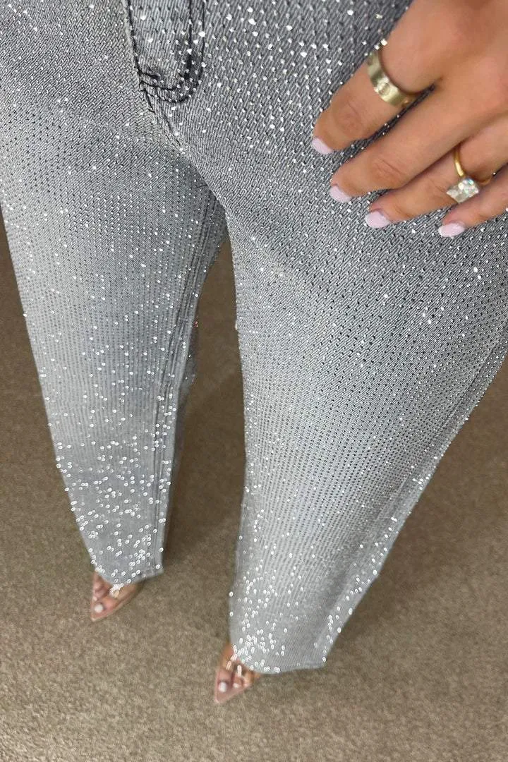 High-waisted diamond straight-leg jeans
