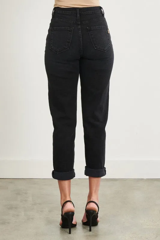 High Waisted Mom Jeans - Vintage Black